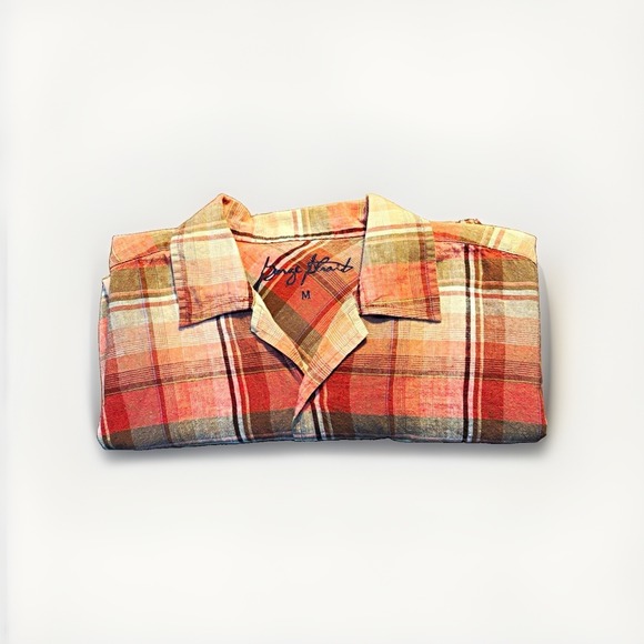 Wrangler Other - Wrangler George Strait Mens M Plaid Woven Short Sleeve Button Up Shirt Pink